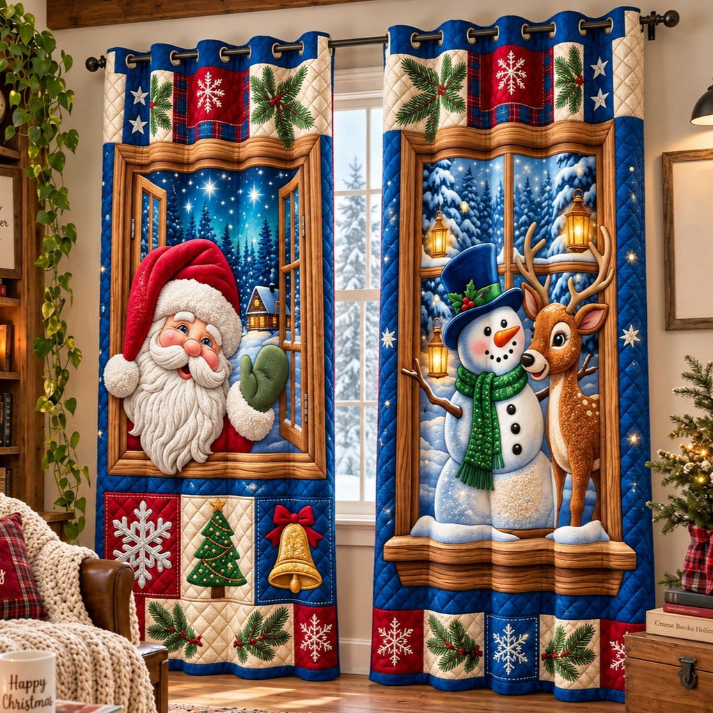 Christmas Window Quilted Door Curtain printed door curtain
