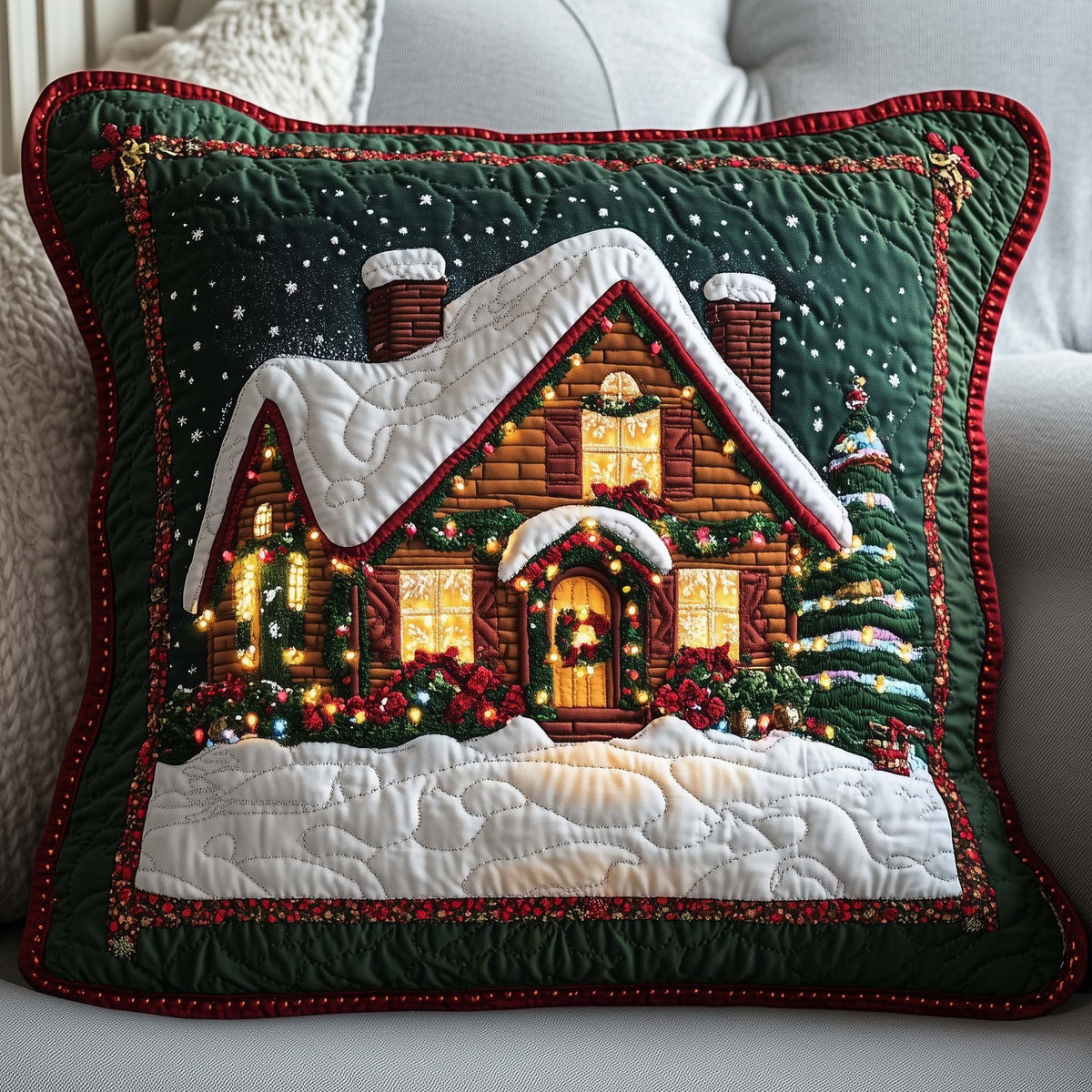 Christmas Wonderland Quilted Cushion Cover printed cushion cover