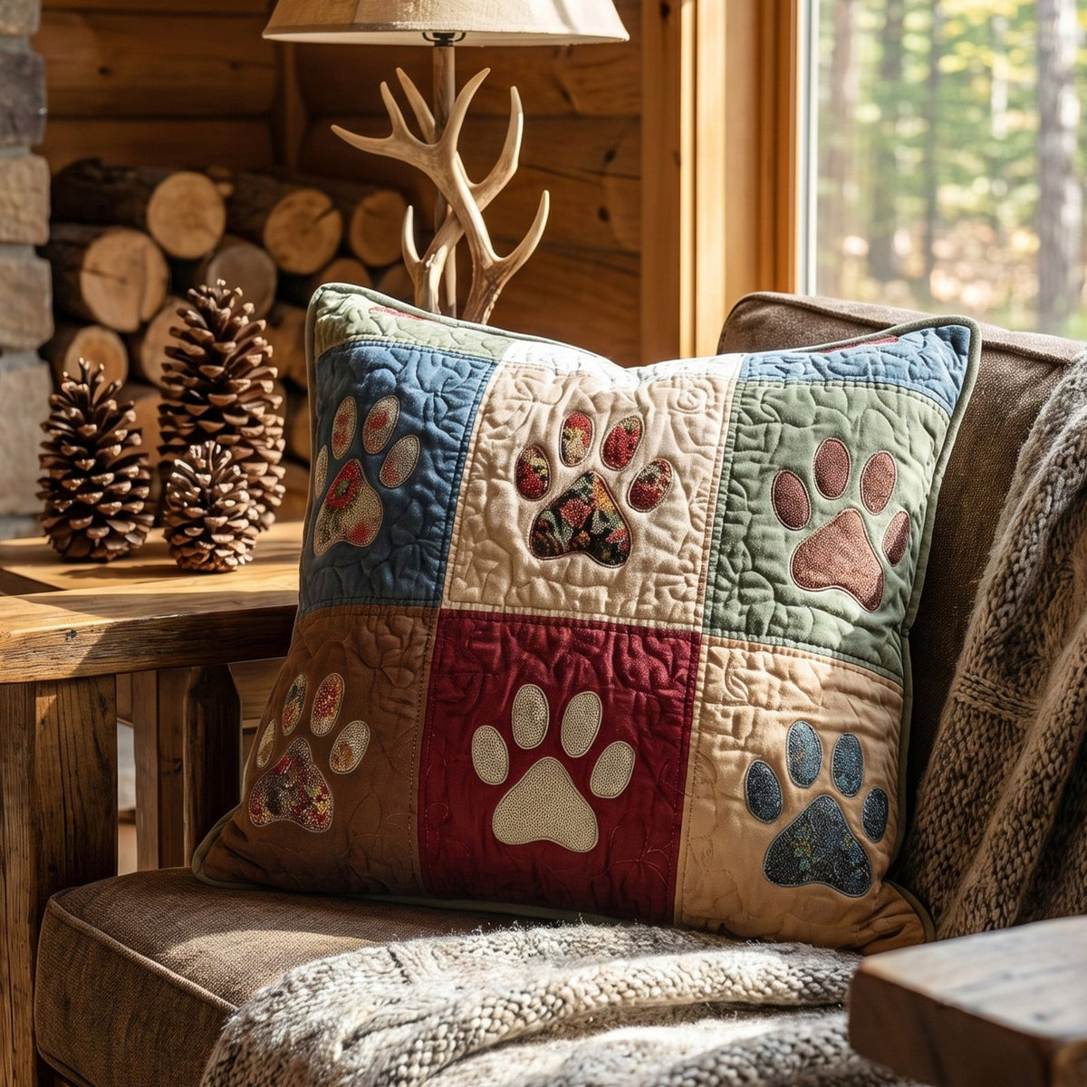 Classic Paw Quilted Cushion Cover printed cushion cover