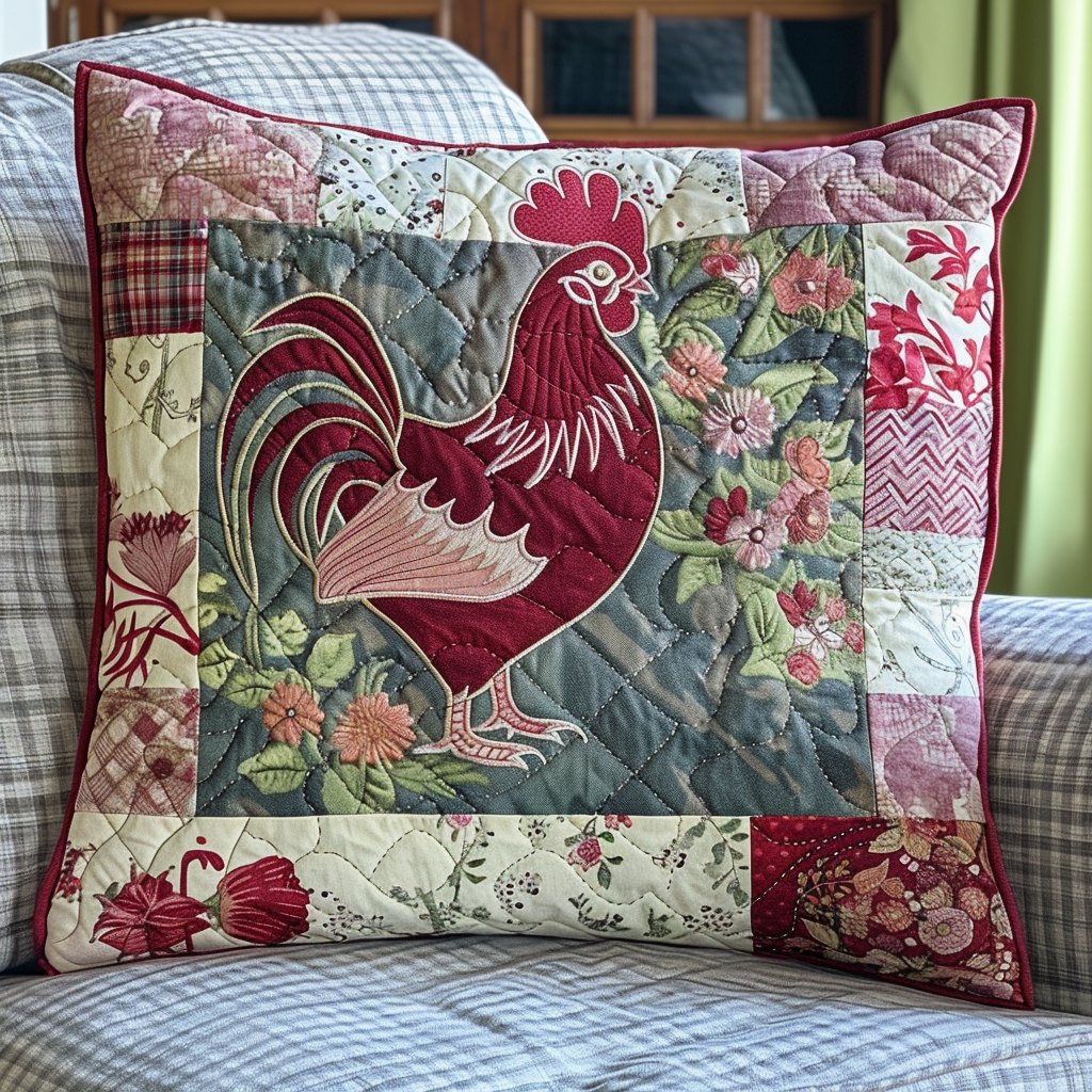 Cluckers Nest Quilted Cushion Cover printed cushion cover
