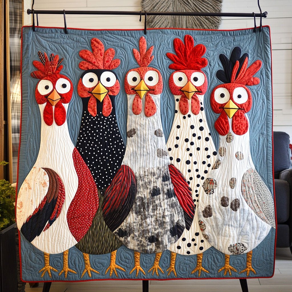Cluckin' Color Parade Quilted Blanket printed blanket