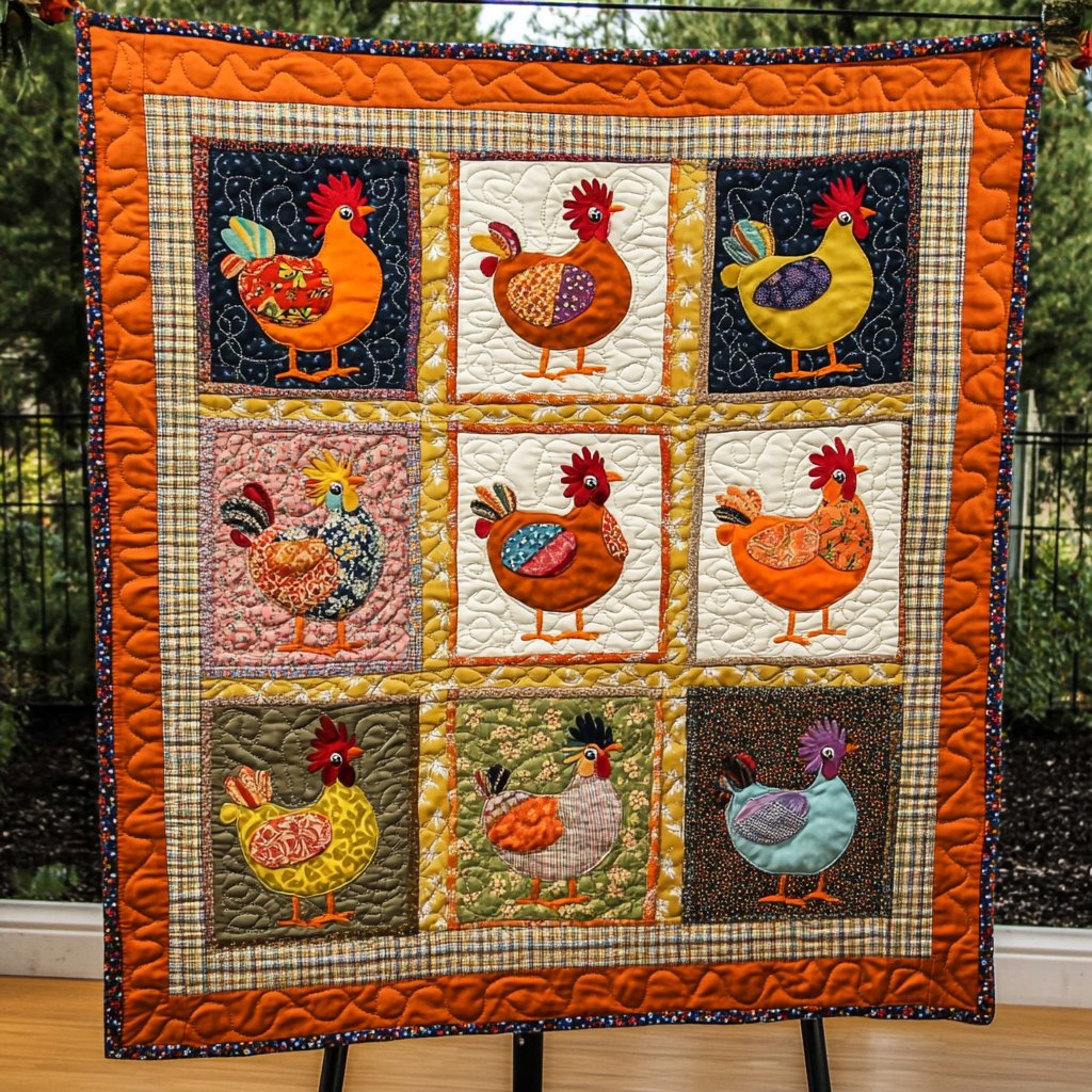 Cluckin Good Vibes Quilted Blanket printed blanket