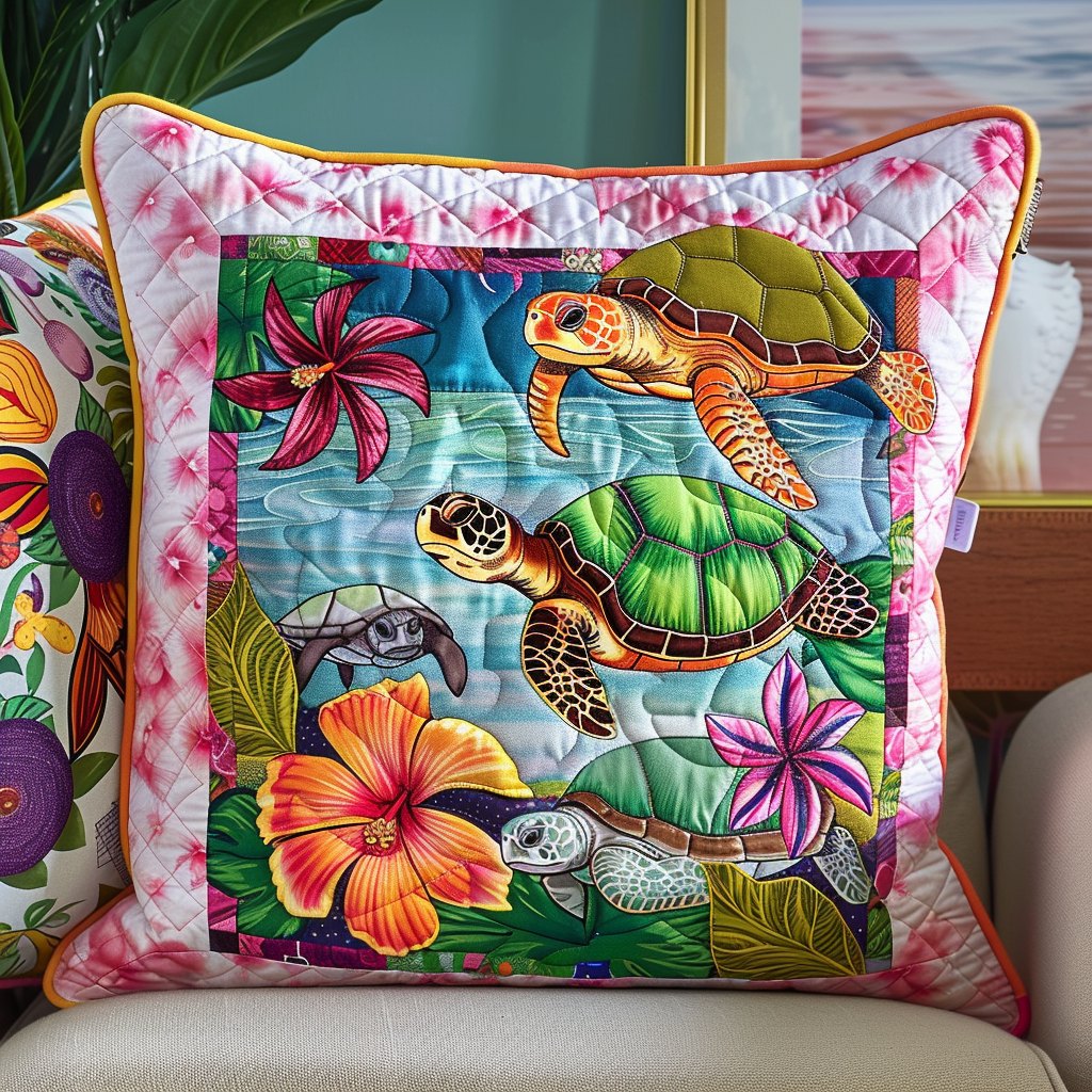 Coastal Bliss Quilted Cushion Cover printed cushion cover