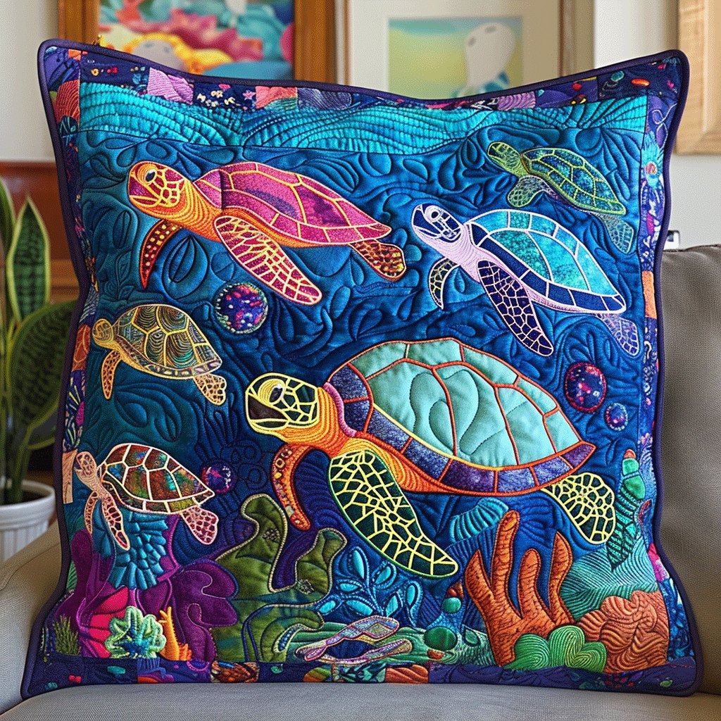 Coastal Bliss Quilted Cushion Cover printed cushion cover