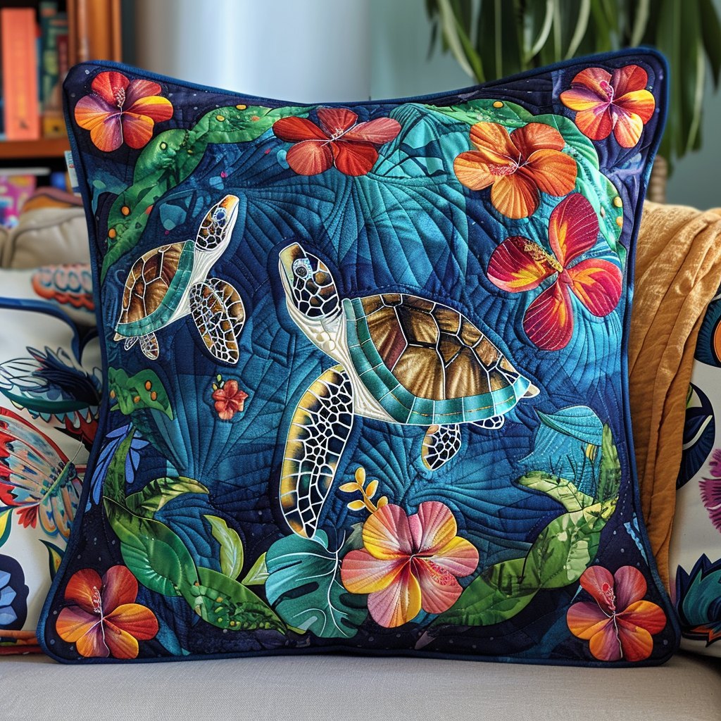 Coastal Bloom Expedition Quilted Cushion Cover printed cushion cover