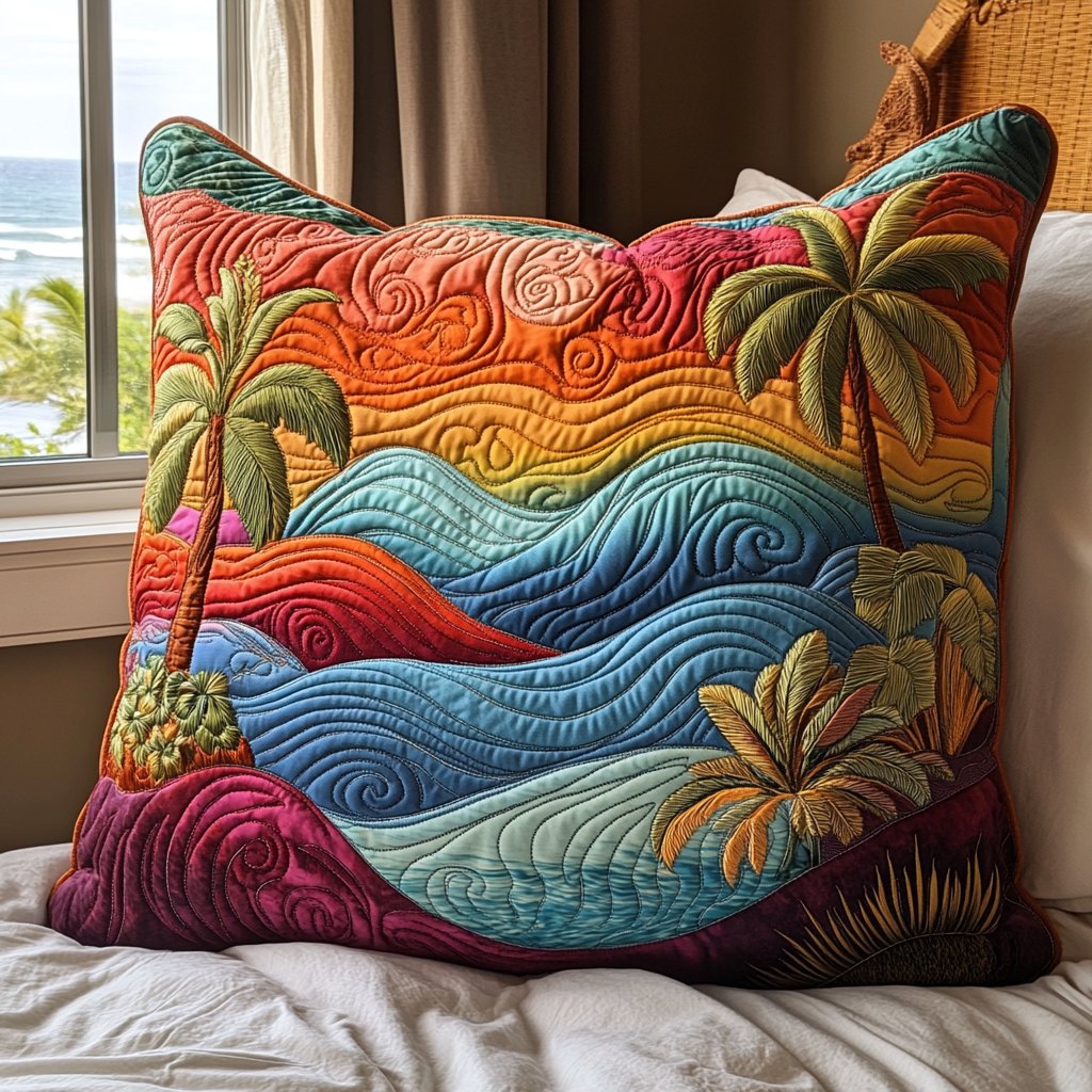 Coastal Breeze Quilted Bedding Cushion Cover printed cushion cover