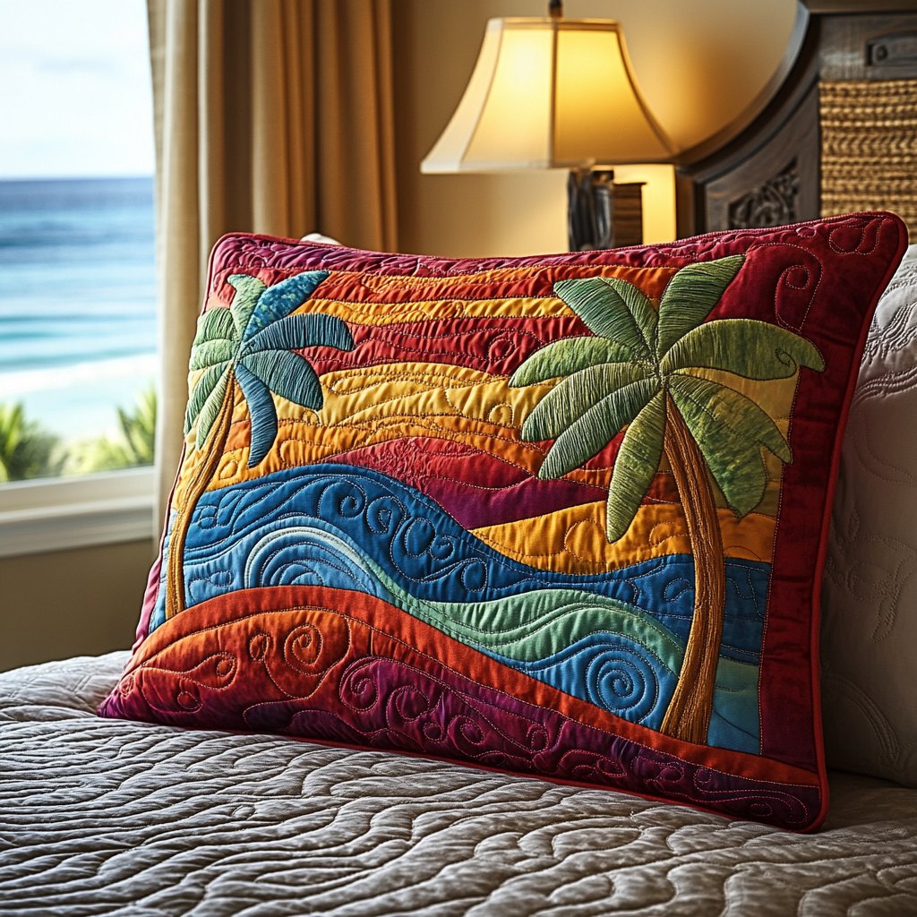 Coastal Breeze Quilted Bedding Cushion Cover printed cushion cover