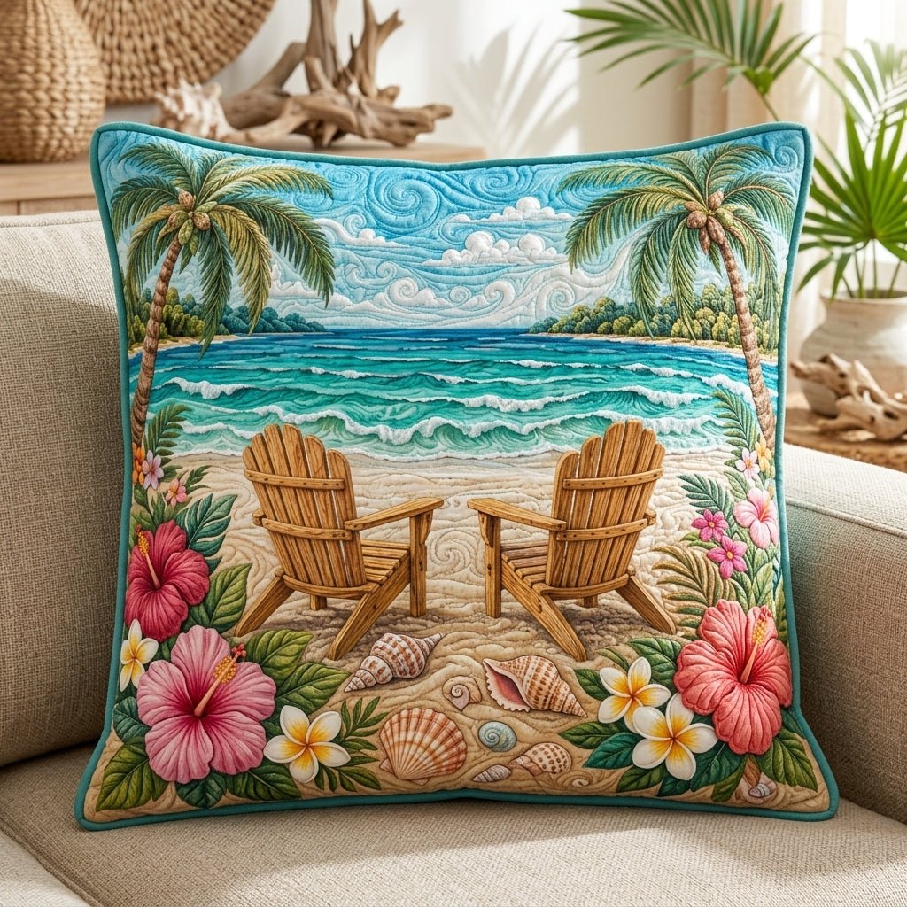 Coastal Escape Quilted Cushion Cover printed cushion cover