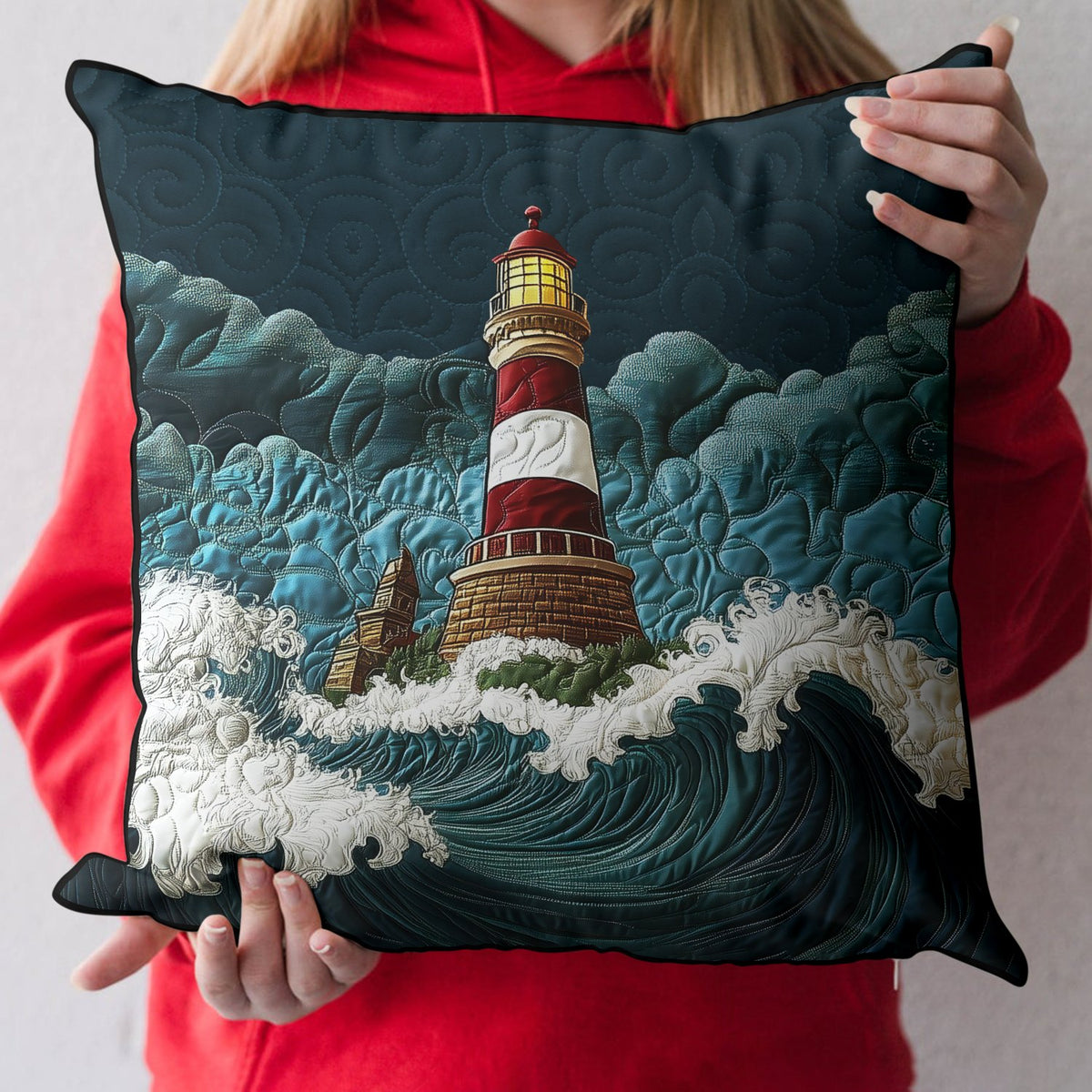 Coastal Glow Quilted Cushion Cover printed cushion cover