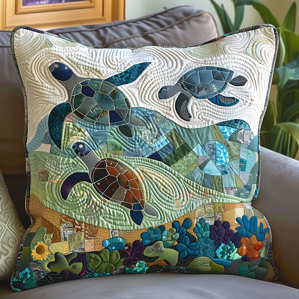 Coastal Harmony Quilted Cushion Cover printed cushion cover