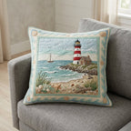 Coastal Lighthouse Haven Quilted Cushion Cover printed cushion cover