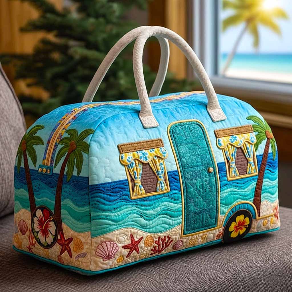 Coastal Vibes Quilted Duffle Bag printed duffle bag