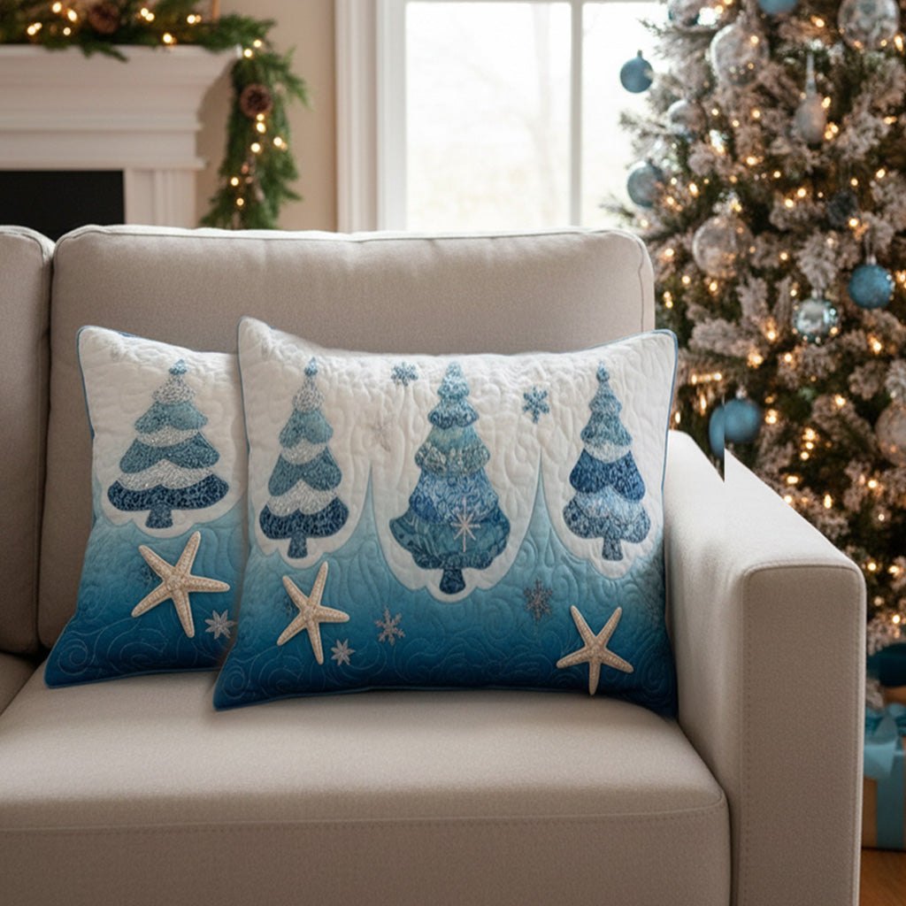 Coastal Yuletide Quilted Cushion Cover printed cushion cover