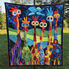 Cock-a-Doodle Crew Quilted Blanket printed blanket