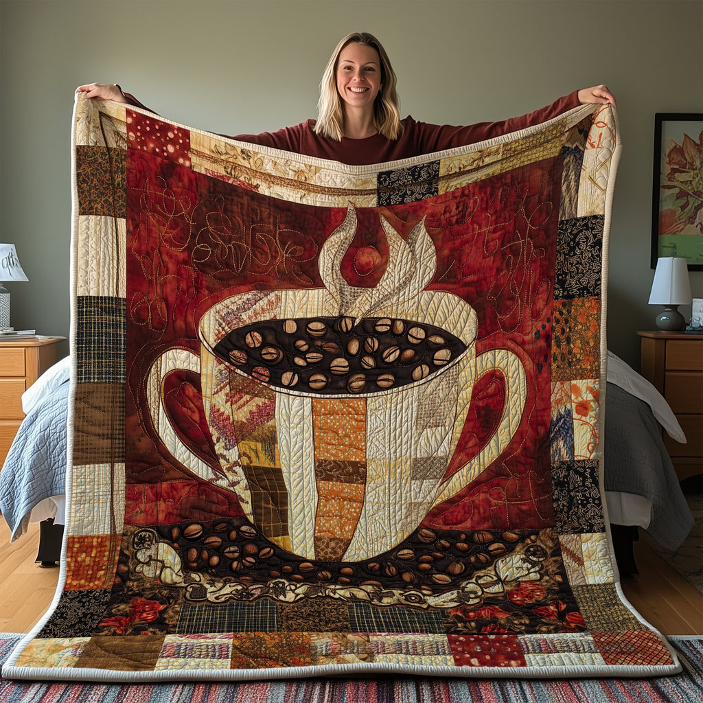 Coffee Cup Quilted Blanket printed blanket