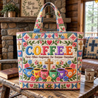 Coffee With Christ Quilted Tote Bag printed tote bag