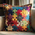 Color Blocks Quilted Cushion Cover printed cushion cover