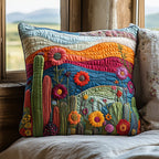Colorful Cactus Dream Quilted Cushion Cover printed cushion cover