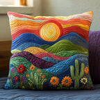 Colorful Cactus Field Quilted Cushion Cover printed cushion cover