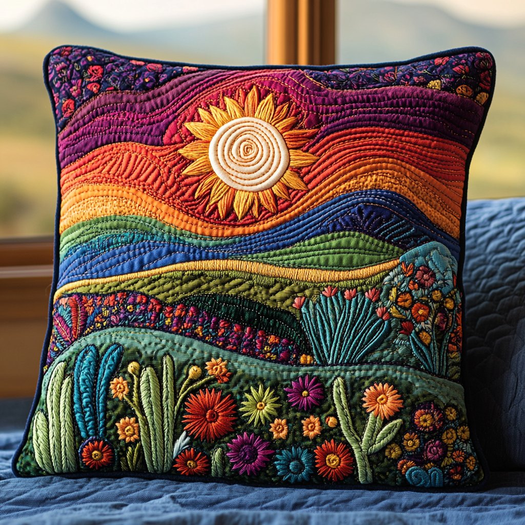 Colorful Cactus Serenity Quilted Cushion Cover printed cushion cover