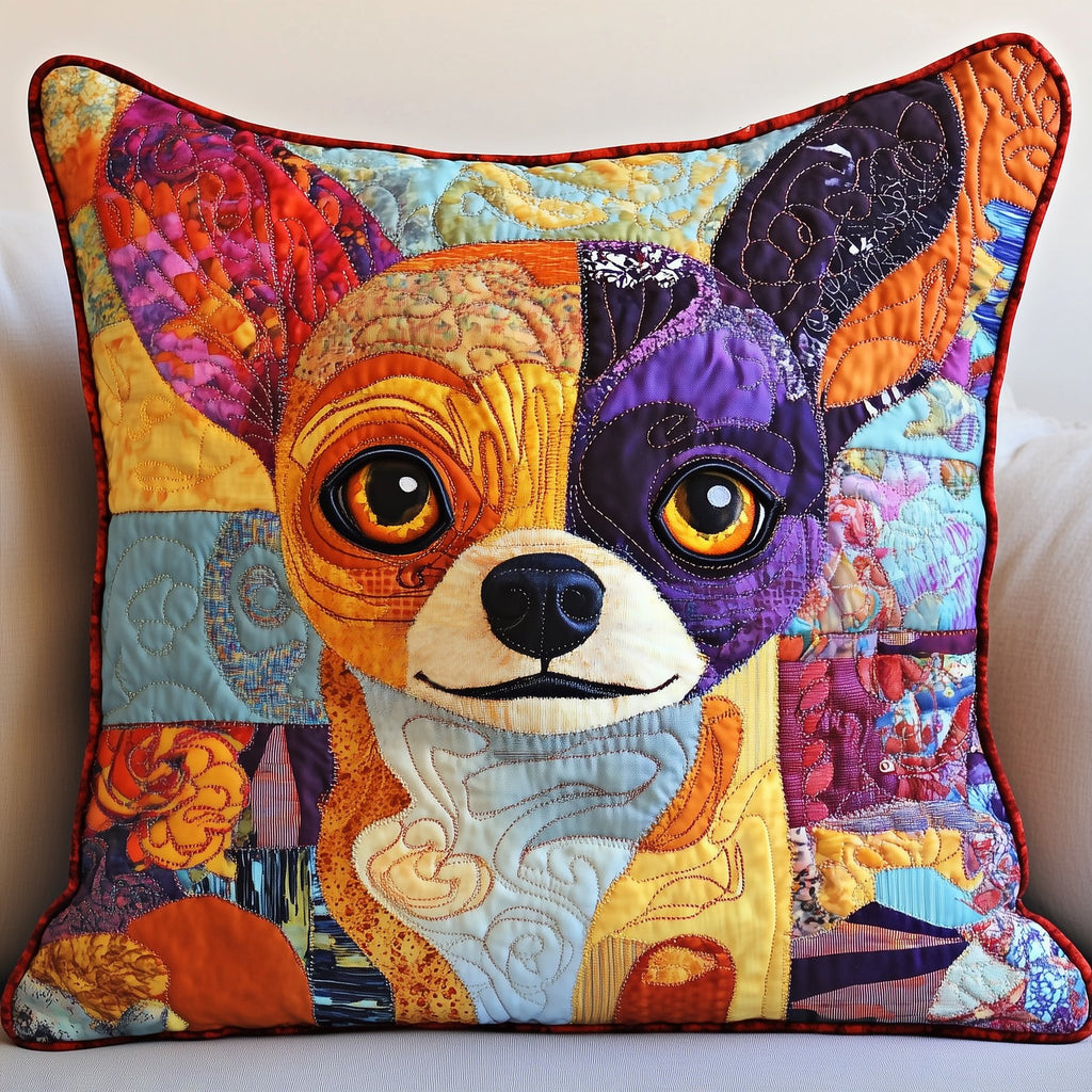 Colorful Chihuahua Quilted Cushion Cover printed cushion cover