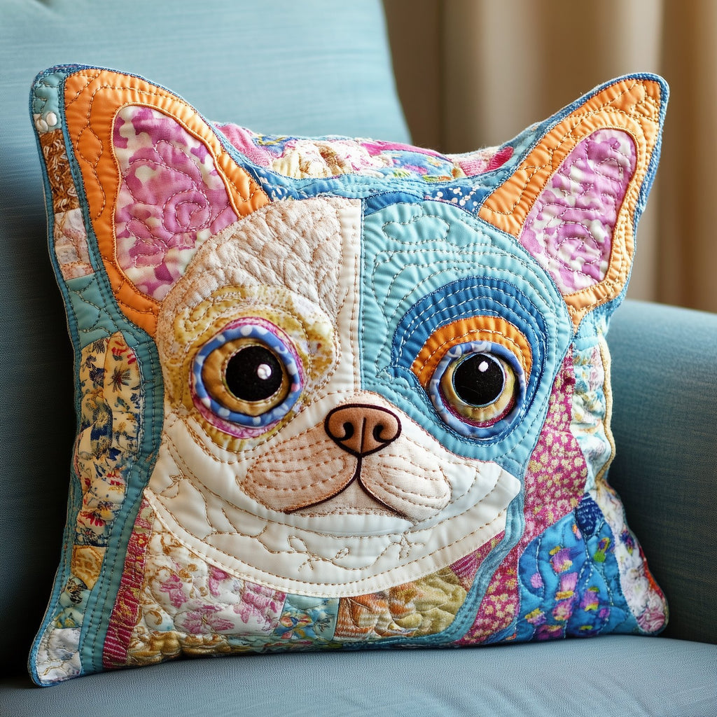 Colorful Chihuahua Quilted Cushion Cover printed cushion cover