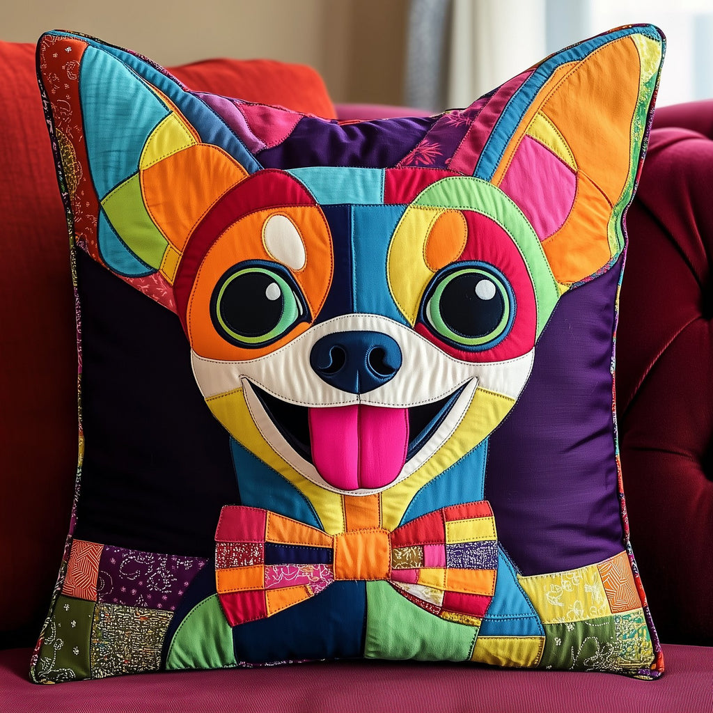 Colorful Chihuahua Quilted Cushion Cover printed cushion cover