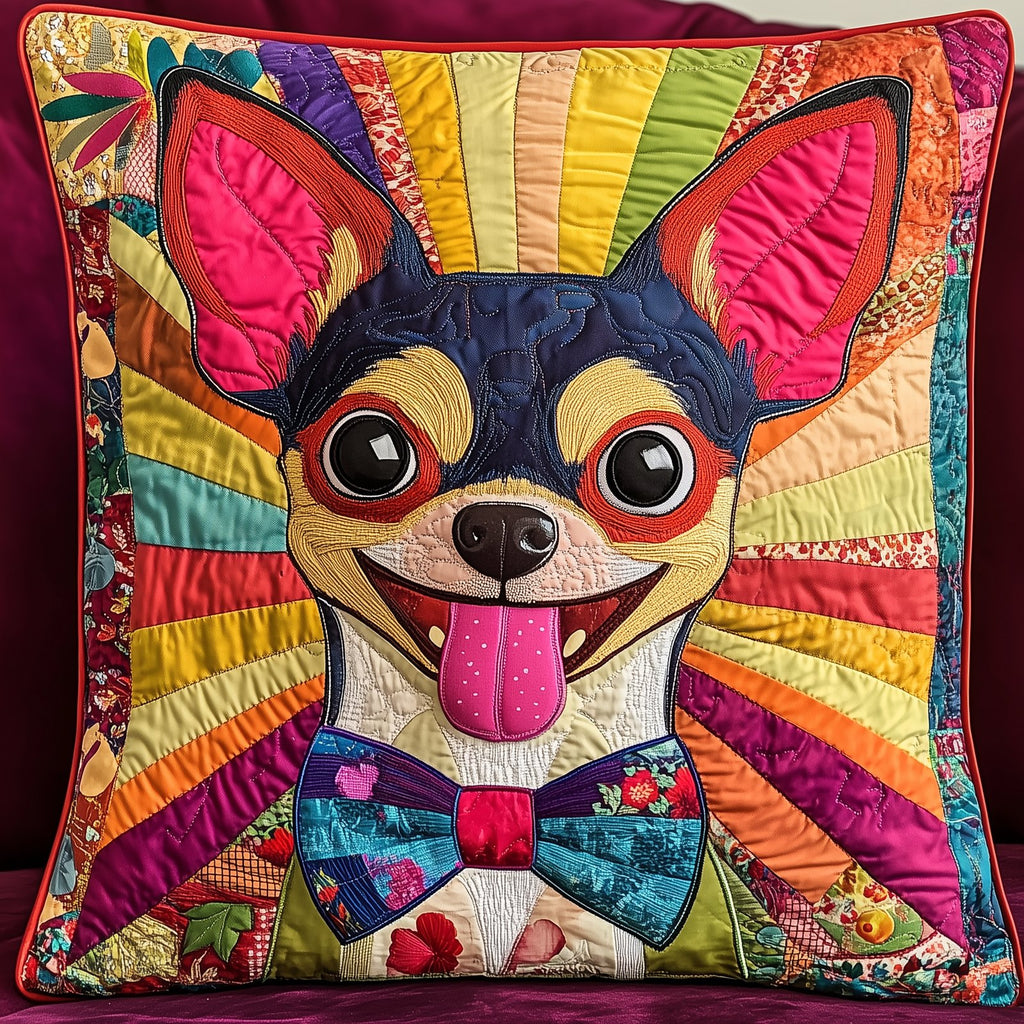 Colorful Chihuahua Quilted Cushion Cover printed cushion cover