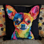 Colorful Chihuahua Quilted Cushion Cover printed cushion cover