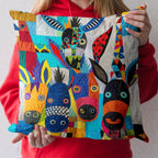 Colorful Donkey Delight Quilted Cushion Cover printed cushion cover