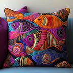 Colorful Fishes Patchwork Quilted Cushion Cover printed cushion cover