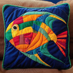 Colorful Fishes Patchwork Quilted Cushion Cover printed cushion cover
