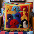 Colorful Poodle Quilted Cushion Cover printed cushion cover
