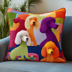 Colorful Poodle Quilted Cushion Cover printed cushion cover