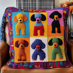 Colorful Poodle Quilted Cushion Cover printed cushion cover
