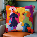 Colorful Poodle Quilted Cushion Cover printed cushion cover