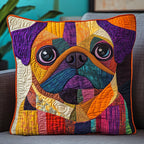 Colorful Pug Love Quilted Cushion Cover printed cushion cover