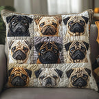Colorful Pugs Quilted Cushion Cover printed cushion cover