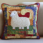 Colorful Sheep Quilted Cushion Cover printed cushion cover