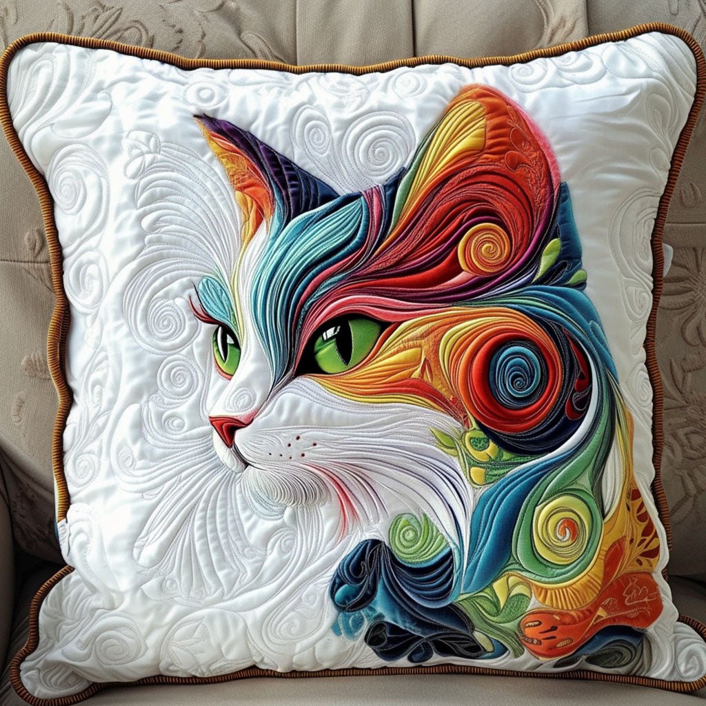Colorful Swirls Quilted Cushion Cover printed cushion cover