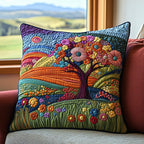 Colorful Tree Serenity Quilted Cushion Cover printed cushion cover