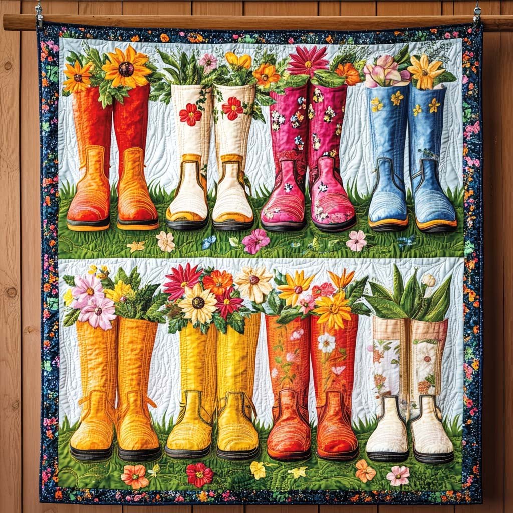 Colorful Wellies Quilted Blanket printed blanket
