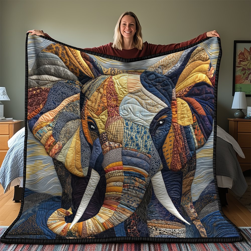 Commanding Elephant Quilted Blanket printed blanket