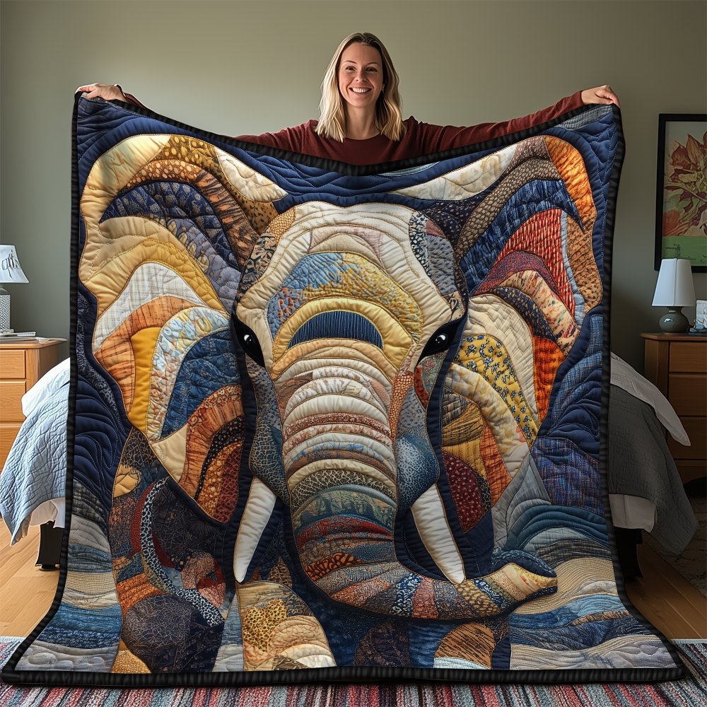 Commanding Elephant Quilted Blanket printed blanket