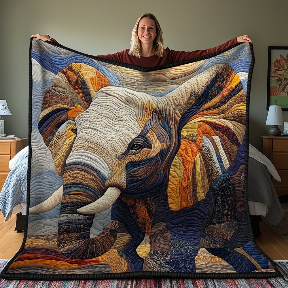 Commanding Elephant Quilted Blanket printed blanket
