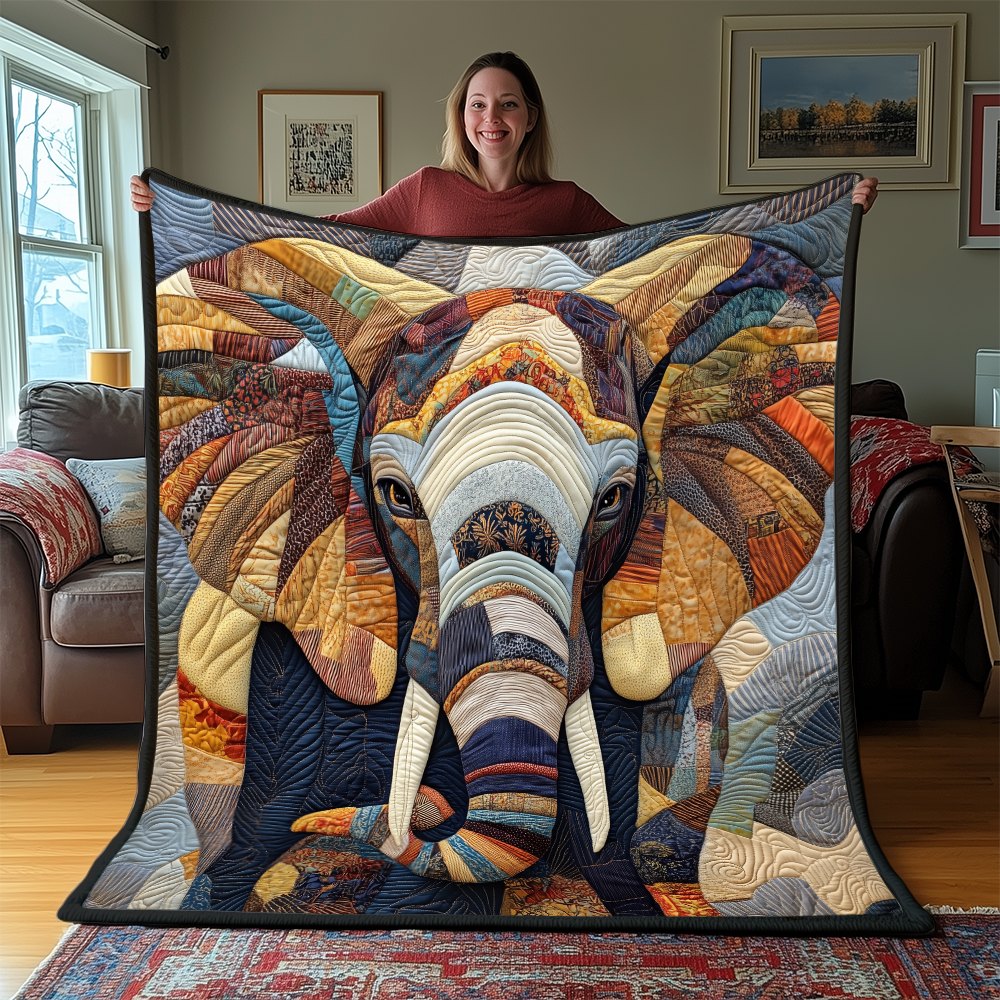 Commanding Elephant Quilted Blanket printed blanket