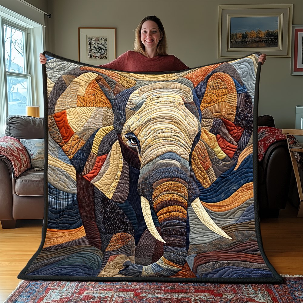 Commanding Elephant Quilted Blanket printed blanket