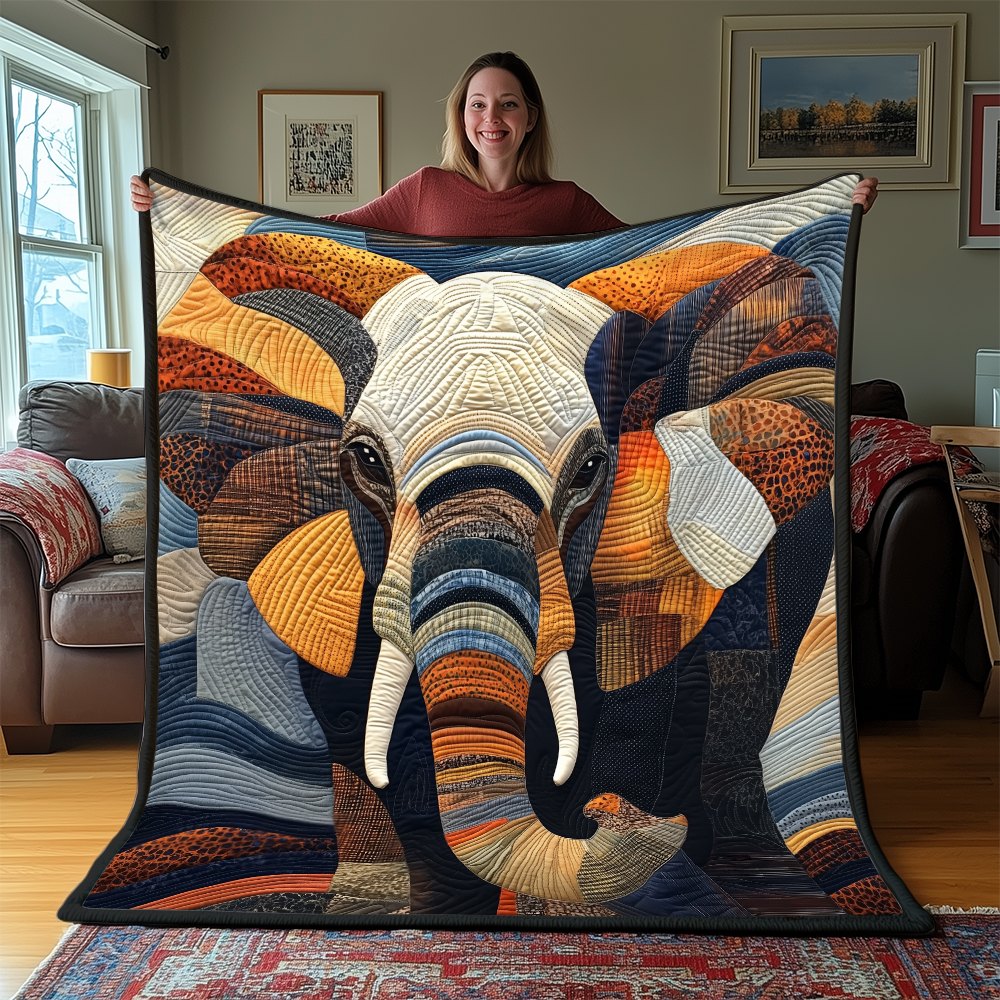 Commanding Elephant Quilted Blanket printed blanket