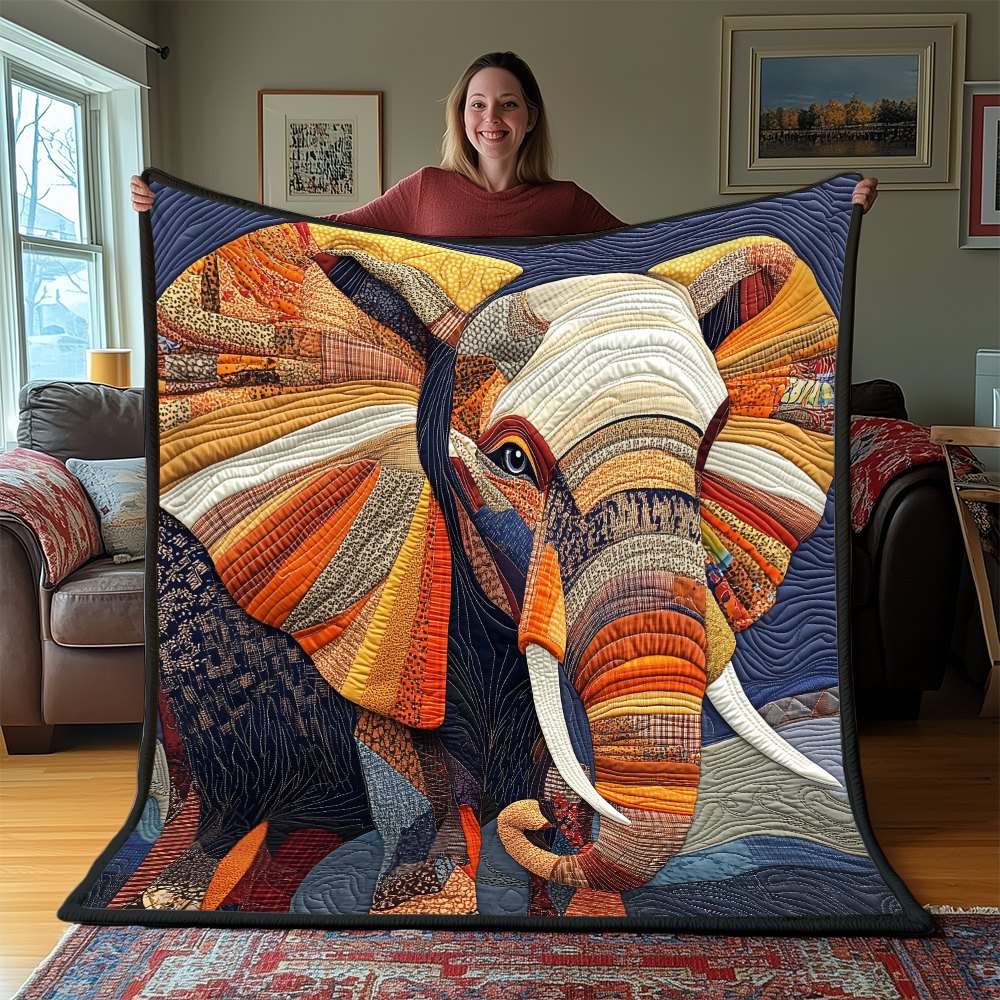 Commanding Elephant Quilted Blanket printed blanket