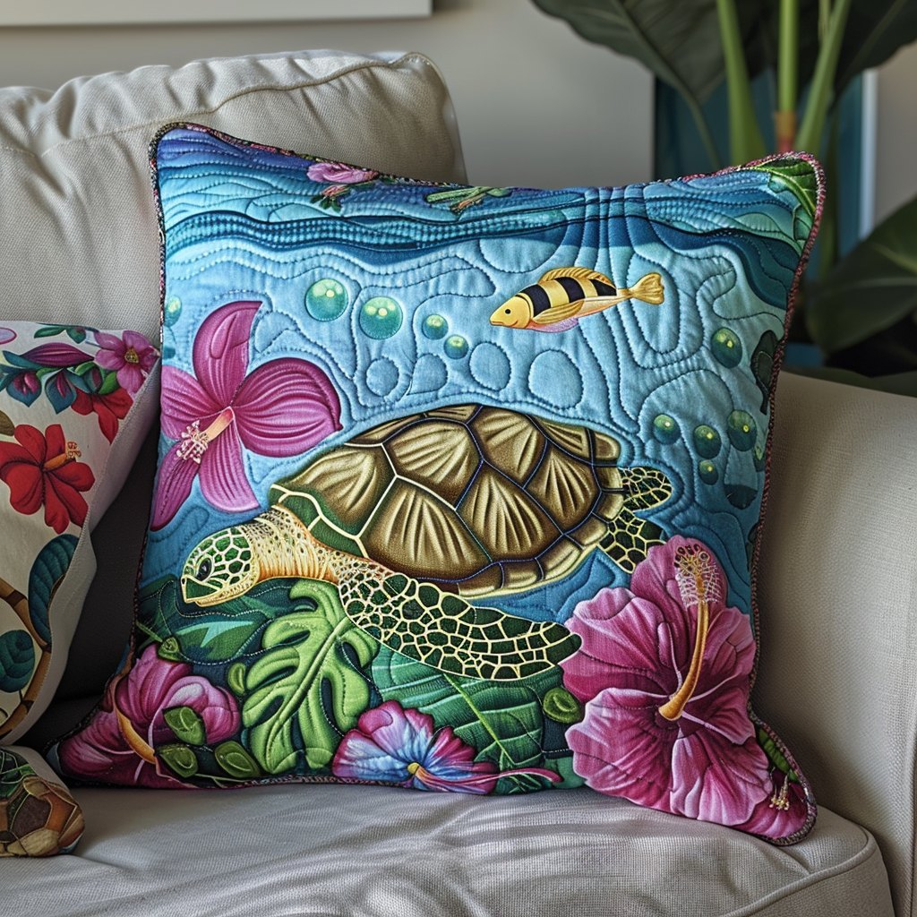 Coral Haven Travels Quilted Cushion Cover printed cushion cover